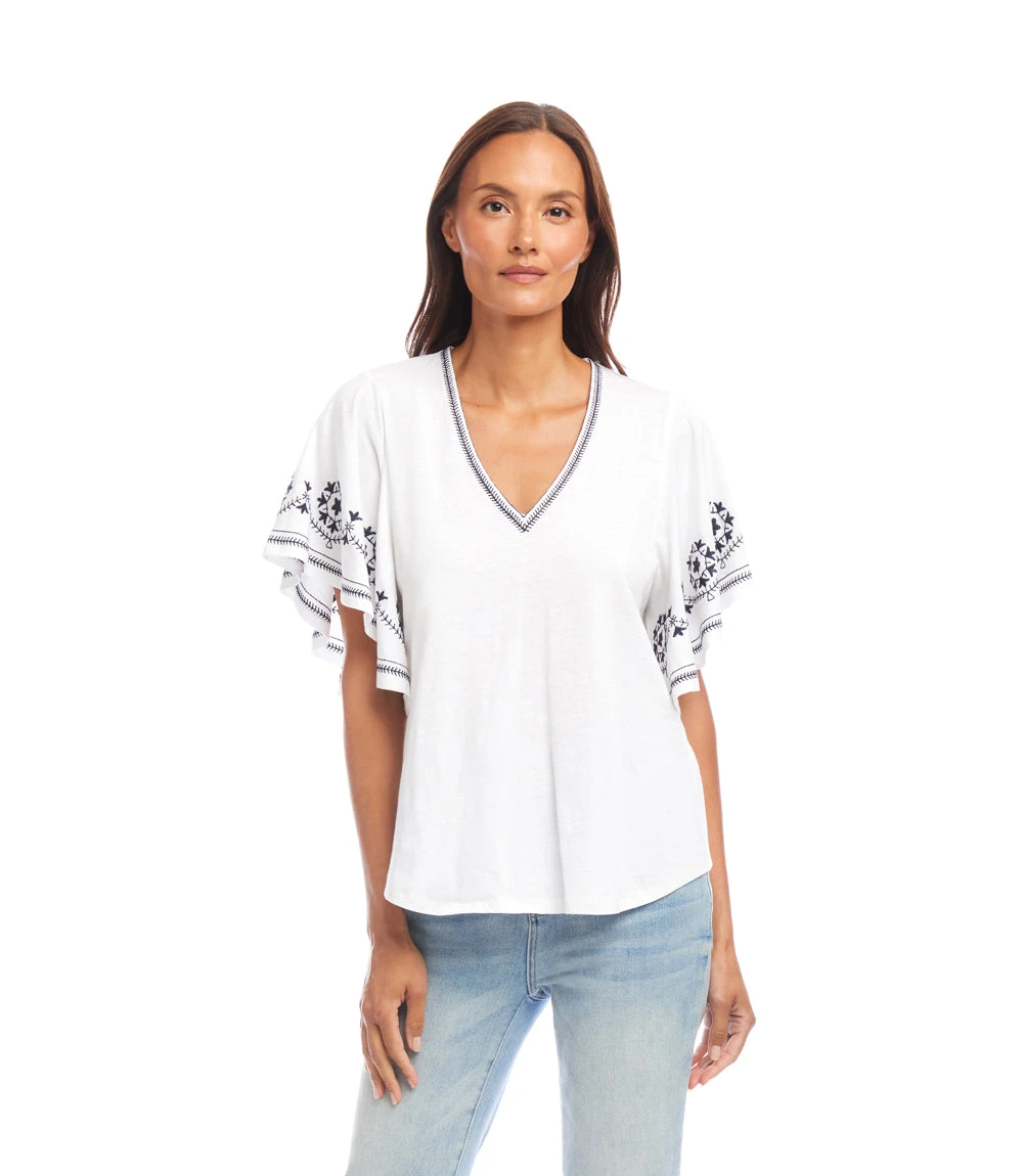 Embroidered Flutter Sleeve Top 8 Embroidered Flutter Sleeve Top - Image 6
