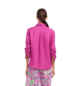 Linen Ruched Sleeve Shirt -Karen Kane Store 2L22603 ORC KK 2025 Summer 00 3