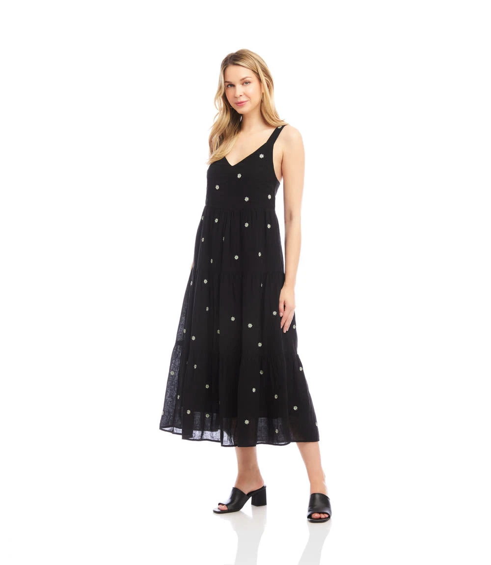 Sleeveless Embroidered Tiered Midi Dress 6 Sleeveless Embroidered Tiered Midi Dress - Image 4