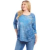 Plus Size 3/4 Sleeve Burnout Shirttail Top -Karen Kane Store 2L28300W TD karenkane 2025 Summer 00 1