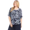 Plus Size Ruffle Sleeve Square Neck Top -Karen Kane Store 2L28802W PAI karenkane 2025 Summer 00 1
