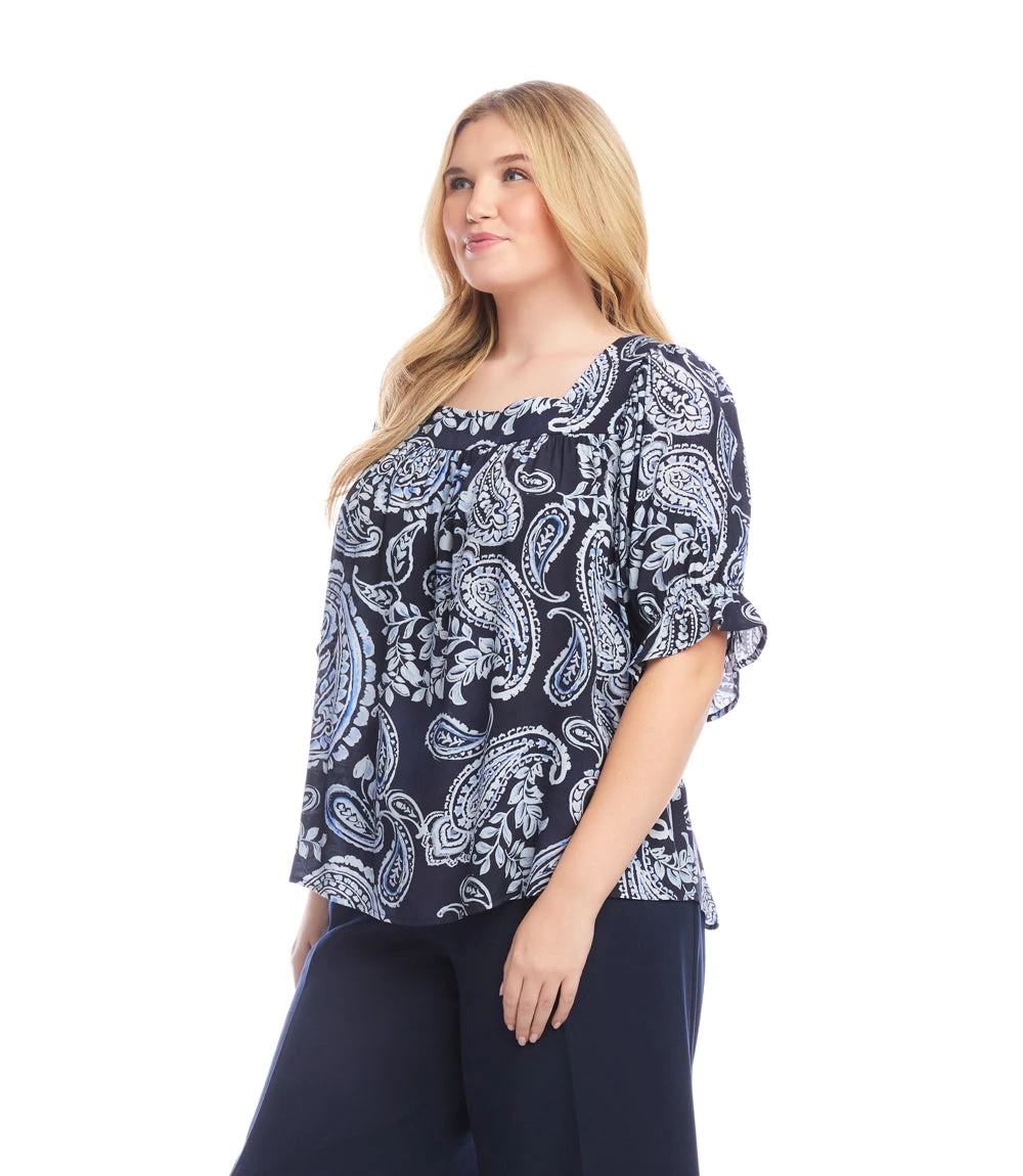 Plus Size Ruffle Sleeve Square Neck Top 4 Plus Size Ruffle Sleeve Square Neck Top - Image 2