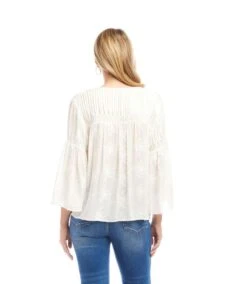 Flare Sleeve Embroidered Pintuck Detail Top -Karen Kane Store 2L30200 OWH KK 2025 Summer 00 4