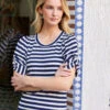 Petite Size Stripe Twist-Sleeve Top -Karen Kane Store 2L30601P STP KK 2025 Summer 00 1