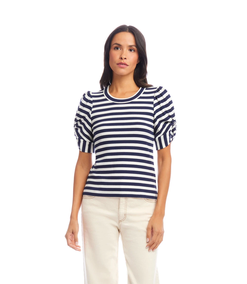 Petite Size Stripe Twist-Sleeve Top 4 Petite Size Stripe Twist-Sleeve Top - Image 2