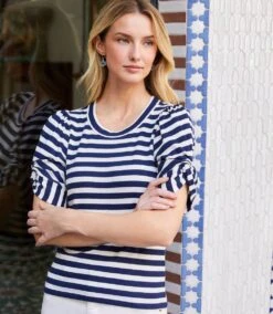 Stripe Twist-Sleeve Top -Karen Kane Store 2L30601 STP KK 2025 Summer 00 1