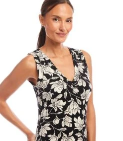 Petite Size Sleeveless V-Neck Midi Dress -Karen Kane Store 2L31300P BLK KK 2025 Summer 00 5