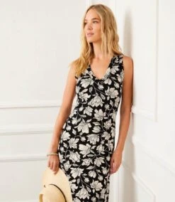 Petite Size Sleeveless V-Neck Midi Dress -Karen Kane Store 2L31300P BLK KK 2025 Summer 00 7