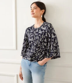 Flare Sleeve Drape Front Top -Karen Kane Store 2L32601 PRT KK 2025 Summer 00 5