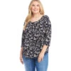 Plus Size 3/4 Sleeve Shirttail Top -Karen Kane Store 2L32602W PRT KK 2025 Summer 00 1