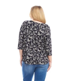Plus Size 3/4 Sleeve Shirttail Top -Karen Kane Store 2L32602W PRT KK 2025 Summer 00 3