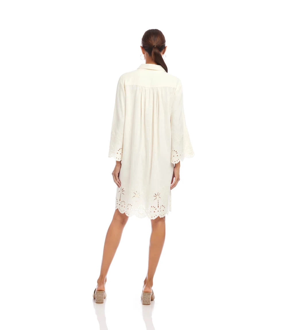 Flare Sleeve Cutout Embroidered Shirtdress 5 Flare Sleeve Cutout Embroidered Shirtdress - Image 3