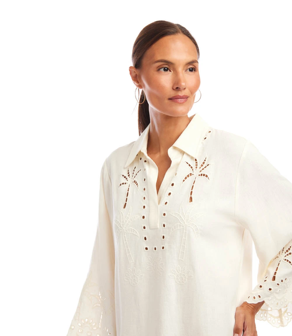 Flare Sleeve Cutout Embroidered Shirtdress 6 Flare Sleeve Cutout Embroidered Shirtdress - Image 4