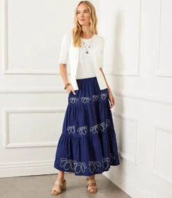 Embroidered Tiered Midi Skirt -Karen Kane Store 2L70113 NAV karenkane 2025 Summer 00 1