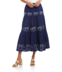 Embroidered Tiered Midi Skirt -Karen Kane Store 2L70113 NAV karenkane 2025 Summer 00 2
