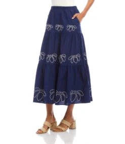 Embroidered Tiered Midi Skirt -Karen Kane Store 2L70113 NAV karenkane 2025 Summer 00 3