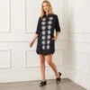 Roll Tab Embroidered Shirtdress -Karen Kane Store 2L70114 BLC 3819