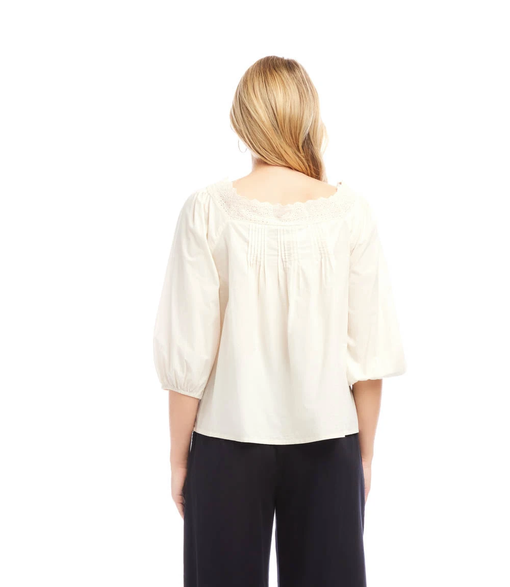 3/4 Sleeve Square Neck Button-Up Blouse 8 3/4 Sleeve Square Neck Button-Up Blouse - Image 6