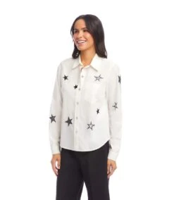 Long Sleeve Embroidered Star Shirt -Karen Kane Store 2L70122 OWN karenkane 2025 Summer 00 4