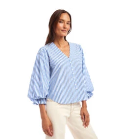 Stripe Layered Sleeve Shirred Blouse 16 Stripe Layered Sleeve Shirred Blouse -Karen Kane Store 2L70128 STP KK 2025 Summer 00 5
