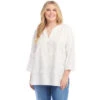 Plus Size 3/4 Sleeve Embroidered Tunic -Karen Kane Store 2L70255W OWH karenkane 2025 Summer 00 1