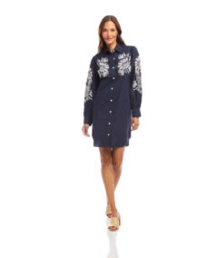 Embroidered Puff Sleeve Shirtdress 13 Embroidered Puff Sleeve Shirtdress -Karen Kane Store 2L70275 NAV 2025 Summer 00 3