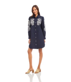 Embroidered Puff Sleeve Shirtdress 12 Embroidered Puff Sleeve Shirtdress -Karen Kane Store 2L70275 NAV 2025 Summer 00 4