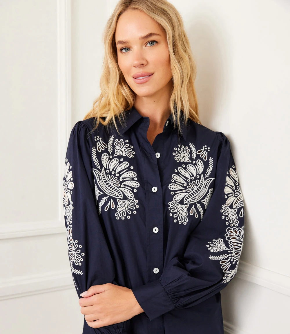 Embroidered Puff Sleeve Shirtdress 9 Embroidered Puff Sleeve Shirtdress - Image 7