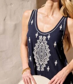 Embroidered Sleeveless Midi Dress -Karen Kane Store 2L70276 NCR KK 2025 Summer 00 4