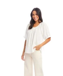 Petite Size Short Sleeve Embroidered Peasant Top -Karen Kane Store 2L70277P OWH karenkane 2025 Summer 00 2 51d73668 a296 4bba 998e a632152fea34