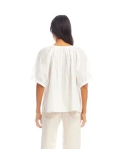 Short Sleeve Embroidered Peasant Top -Karen Kane Store 2L70277 OWH karenkane 2025 Summer 00 3