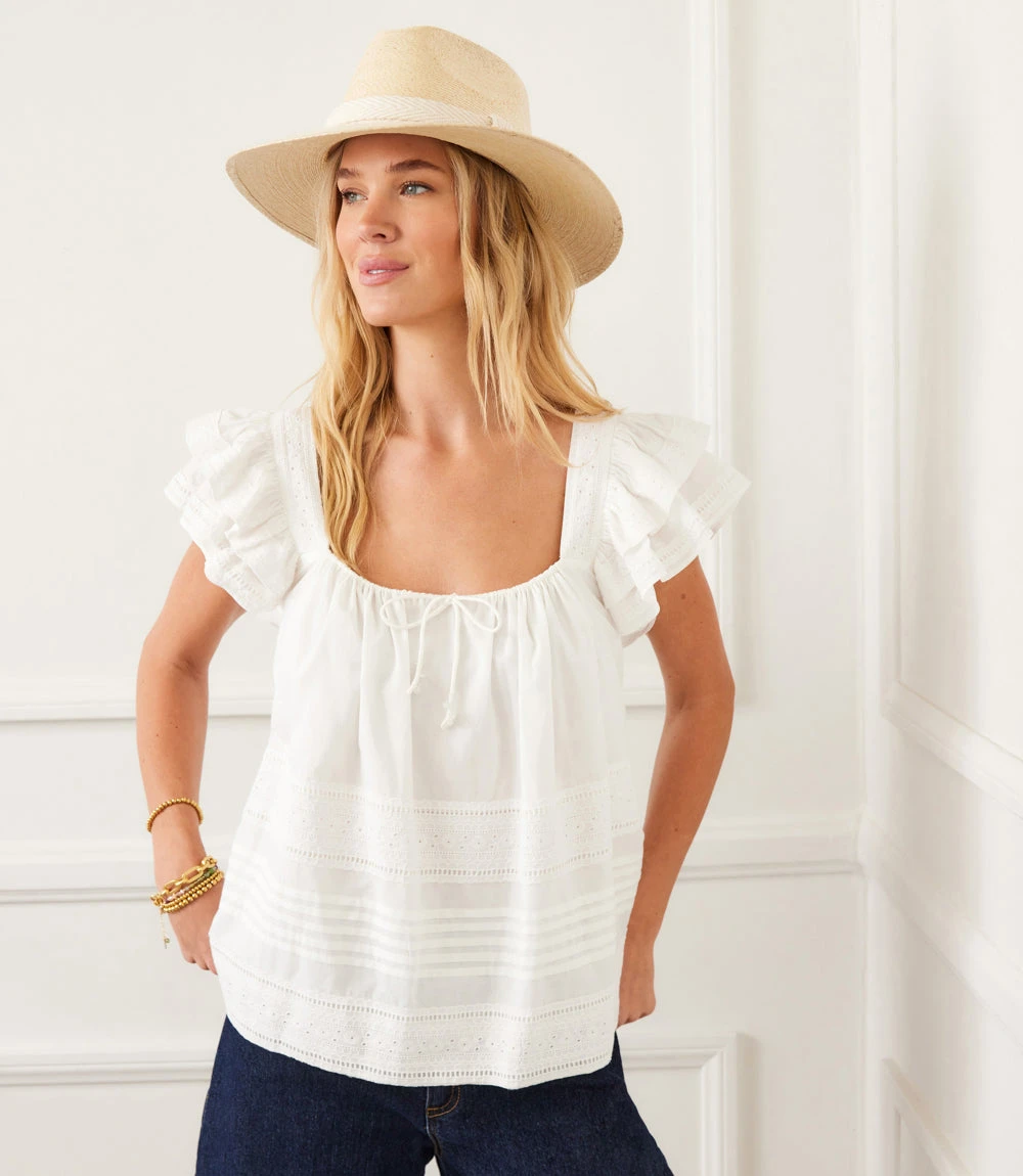 Embroidered Ruffle Sleeve Blouse 3 Embroidered Ruffle Sleeve Blouse