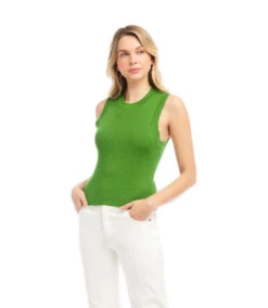 Sleeveless Ribbed Sweater Tank -Karen Kane Store 2L89107 GRE KK 2025 Summer 00 2