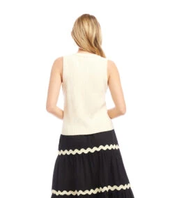Ribbed Button Sweater Vest -Karen Kane Store 2L89110 CRE KK 2025 Summer 00 3