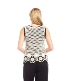 Crochet Flower Detail Sweater Tank -Karen Kane Store 2L89112 NWB KK 2025 Summer 00 3