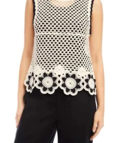 Crochet Flower Detail Sweater Tank -Karen Kane Store 2L89112 NWB KK 2025 Summer 00 4