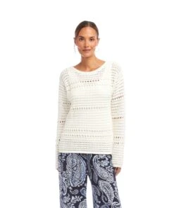 Boatneck Crochet Sweater -Karen Kane Store 2L89971 OWH karenkane 2025 Summer 00 1
