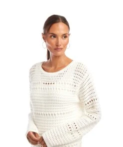 Boatneck Crochet Sweater -Karen Kane Store 2L89971 OWH karenkane 2025 Summer 00 4