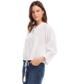 Lace Trim Drawstring Top -Karen Kane Store 2l70285 OWH KK 2025 Summer 00 2