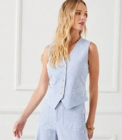 Stripe Button-Up Vest -Karen Kane Store 3A78158A 5E8C 4B56 9333 074F4381B6A6