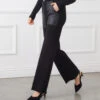 Contrast Faux Leather Pocket Wide-Leg Pants -Karen Kane Store 3EA44192 404F 4A73 AC94 5FFFEFA3DA31