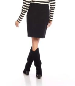 Contrast Faux Leather Pocket Pencil Skirt -Karen Kane Store 3L09032 BLK karenkane 2025 fall 00 3