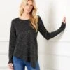Long Sleeve Metallic Asymmetric Top