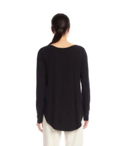 Long Sleeve Embellished Shirttail Top -Karen Kane Store 3L13044 BLK karenkane 2025 fall 00 4