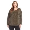 Plus Size Long Sleeve Metallic Knit Shirttail Top -Karen Kane Store 3L14201W GOL karenkane 2025 fall 00 1