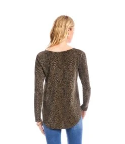Long Sleeve Metallic Knit Shirttail Top -Karen Kane Store 3L14201 LEO karenkane 2025 fall 00 5