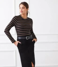 Stripe Long Sleeve Crewneck Top -Karen Kane Store 3L20403 BBR karenkane 2025 Fall 00 1