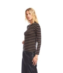 Stripe Long Sleeve Crewneck Top -Karen Kane Store 3L20403 BBR karenkane 2025 Fall 00 5