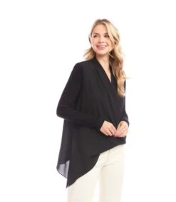 Contrast Double Layer Wrap Top -Karen Kane Store 3L25012 BLK karenkane 2025 fall 00 6
