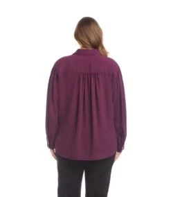 Plus Size Long Sleeve Dropped Shoulder Blouse -Karen Kane Store 3L25017W EGP karenkane 2025 fall 00 3 61d3a524 2a70 4aa2 8777 e7cf93111687